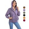 Damen Windjacke mit Kapuze und Reißverschluss, winddicht, einfarbig, lockerer Trenchcoat für Herbst und Winter, lässige Outdoor-Wanderbekleidung
