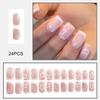 24 szt. Różowe Sztuczne Paznokcie Kwiatowy Wzór Pełne Pokrycie Kwadratowe Końcówki Sztucznych Paznokci Paznokcie Press-On Manicure Końcówki Paznokci Noszone Sztuczne Paznokcie