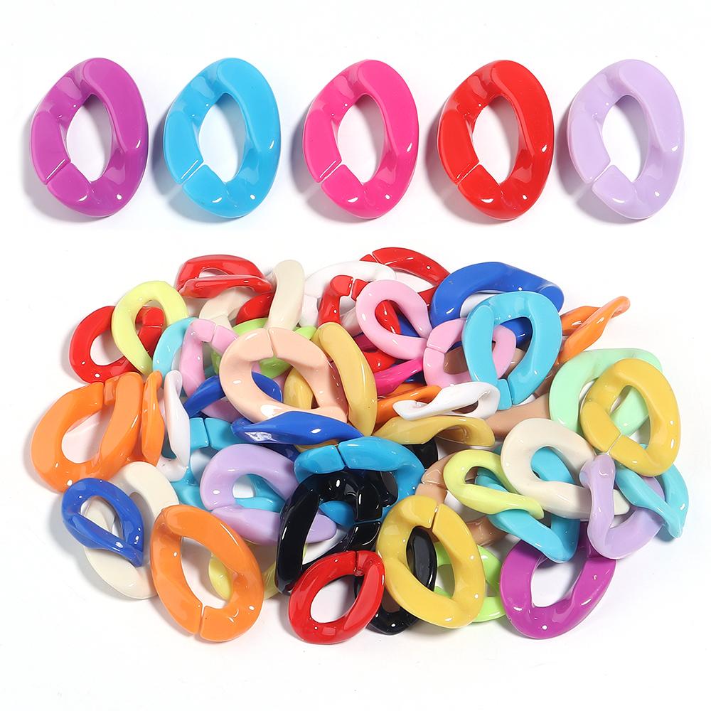 20Pcs/lot Acrylic Twisted Buckle Chain Color Assembled Loose Rings for DIY Bag Chain Glasses Phone Chain Connector Accessories