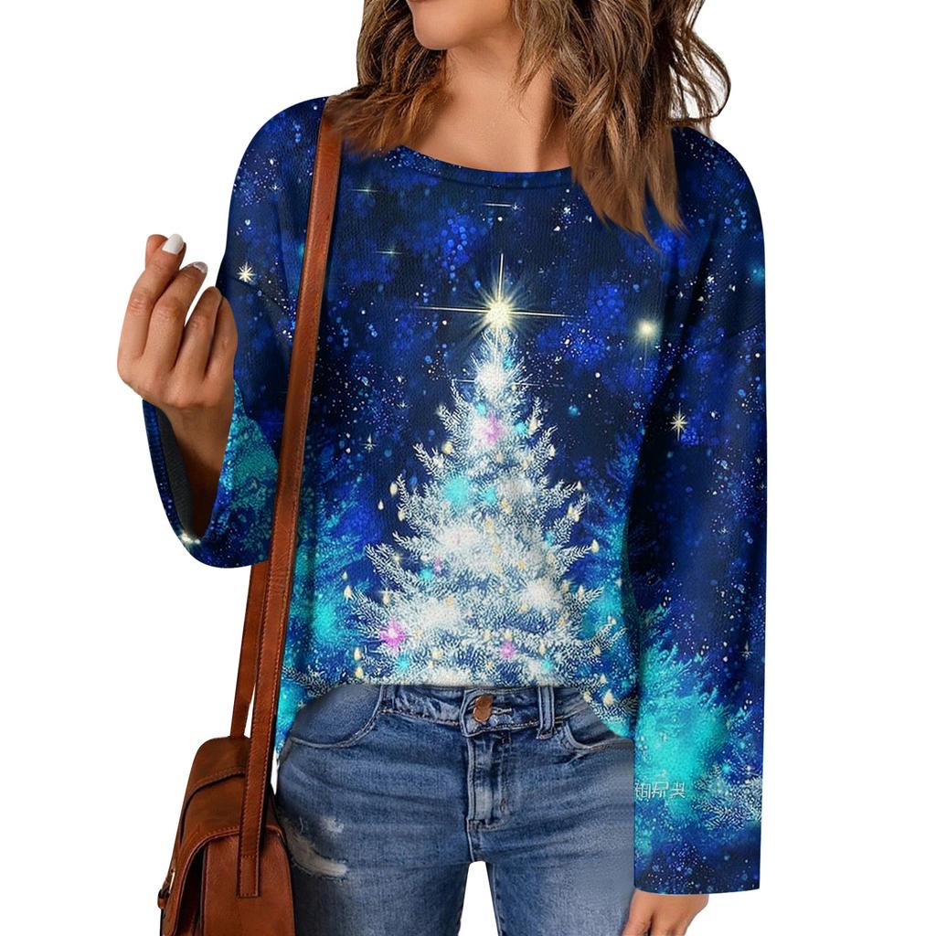 Women's Fashion Long Sleeve Christmas Snowman Snowflake Print Jacket Cardigan