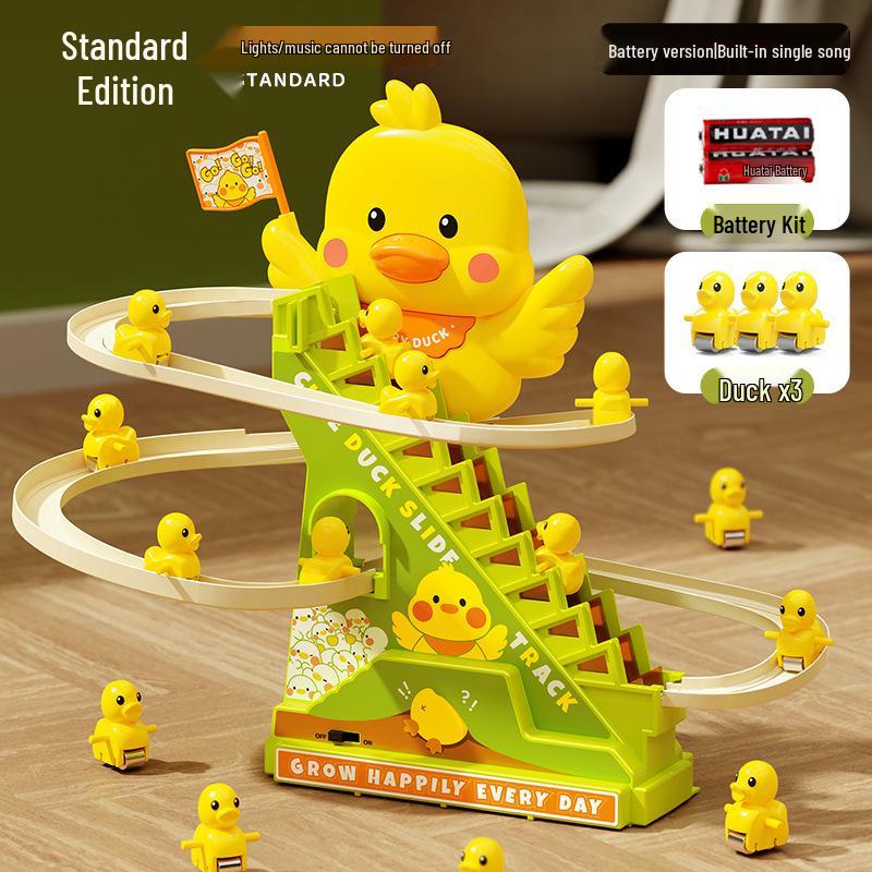 

Вперед, Утенок: Автоматическая игрушка-электрическая трасса для подъема по лестнице со светом и музыкой Battery with Batteries + Screwdriver