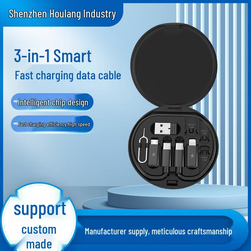 60W Fast Charging Multifunctional Android USB Data Cable with Storage Box