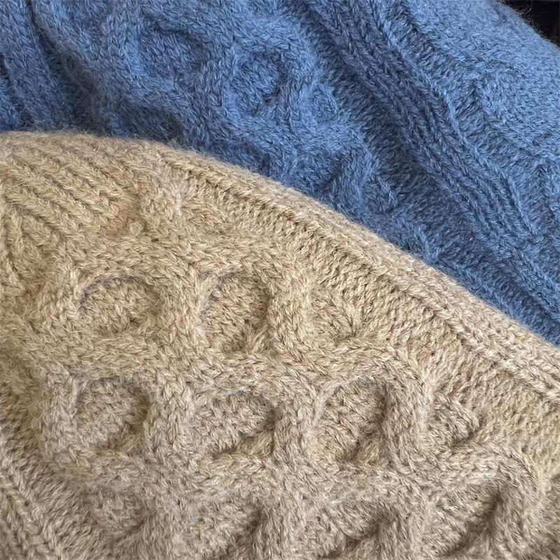 Fashion Twist Knitted Jacquard Bucket Hat Women's Autumn and Winter Warm Versatile Simple New Basin Hat