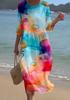 European and American New Large-size Dress Women's Clothing Seaside Vacation Printed Loose Long Dress