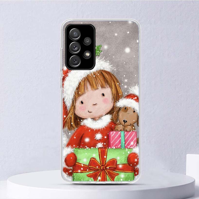 Frohe Weihnachten Cartoon Nette Schnee Weichen Fall Für Samsung Galaxy A52 A53 A32 A22 A12 5G Telefon Abdeckung A33 A23 a13 A72 A73 A02S A03S