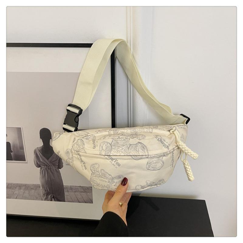 Canvas Casual Single Shoulder Women's New Trendy Messenger Bag Summer Sports Breast Bag Niche Trendy Fanny Pack