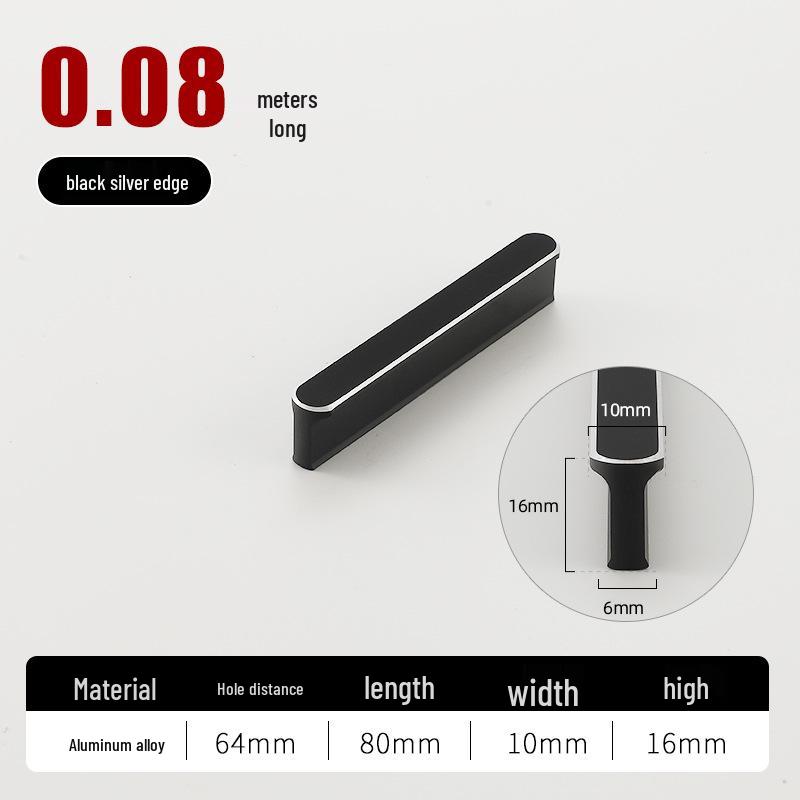 Round T-Type Black Wardrobe Door Handle with Gray, Gold, and Silver Edges