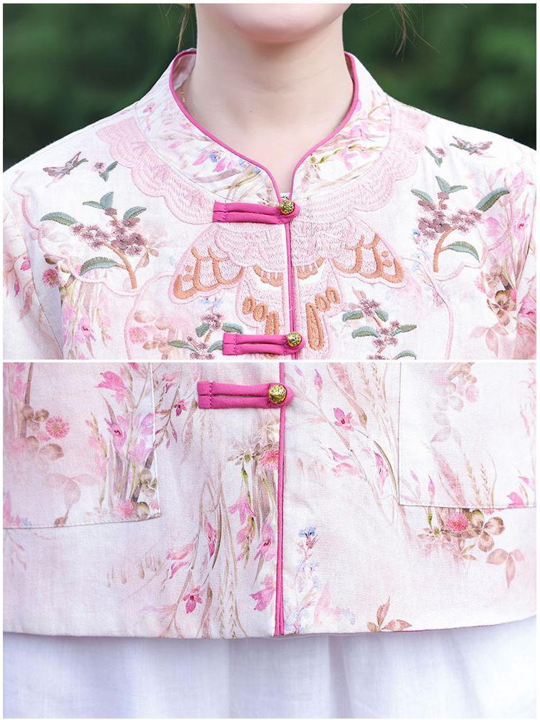 Mom's New Chinese Style Quilted Jacket with Frog Button & Embroidery for Middle-Aged and Elderly Women - Autumn/Winter