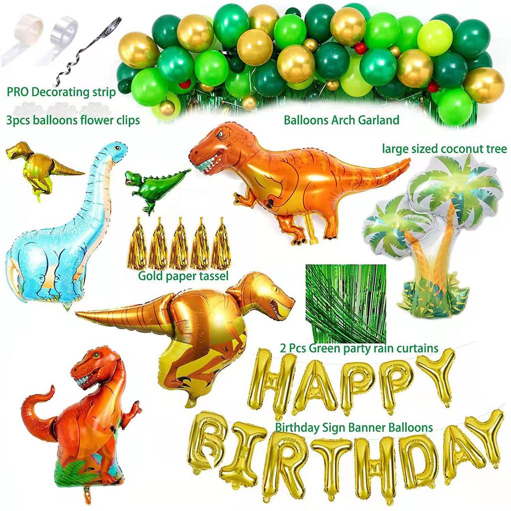 113pcs Dinosaur Birthday Party Decoration Balloons Arch Garland Kit Happy Birthday Balloons Foil Curtains Dino Themed Party Favor