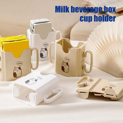 Foldable Milk Carton Holder with Dual Handles Leak-Proof Heat-Resistant Cup Sleeve for Juice Boxes Cute Portable Drink Carrier for Toddlers Travel