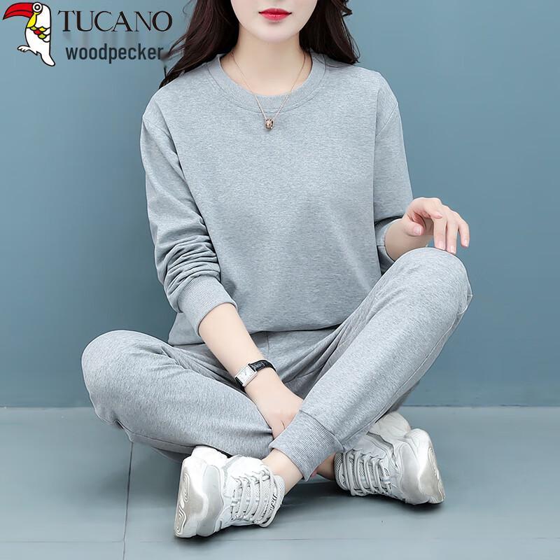 Woodpecker Women's Fall/Winter Cotton Two-Piece Sweatshirt Set