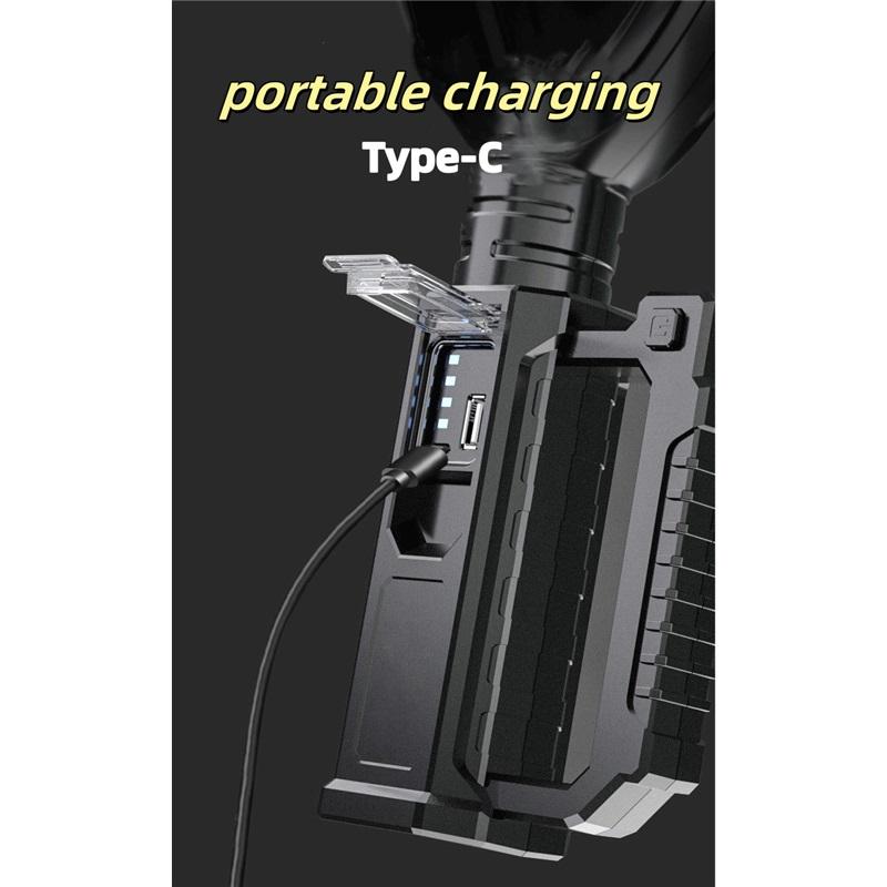 150000LM Powerful LED Flashlight Handheld Searchlight Rechargeable With Stand Super Bright Work Torch Portable Outdoor Lantern