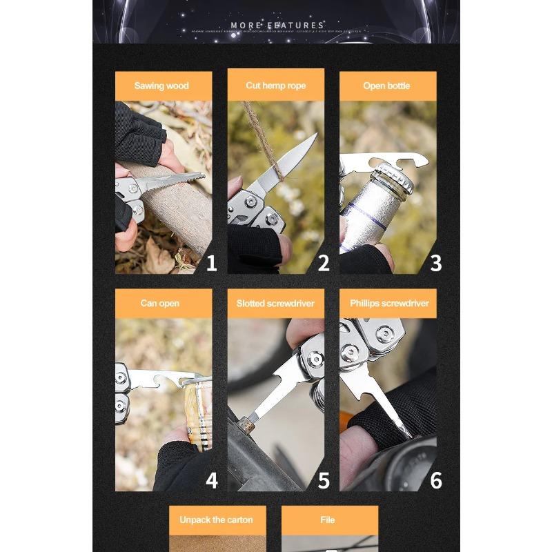 Folding Multi-Function Pocket Knife - Stainless Steel Survival Tool with Pliers & Screwdrivers for Outdoor (Pocket-Sized)