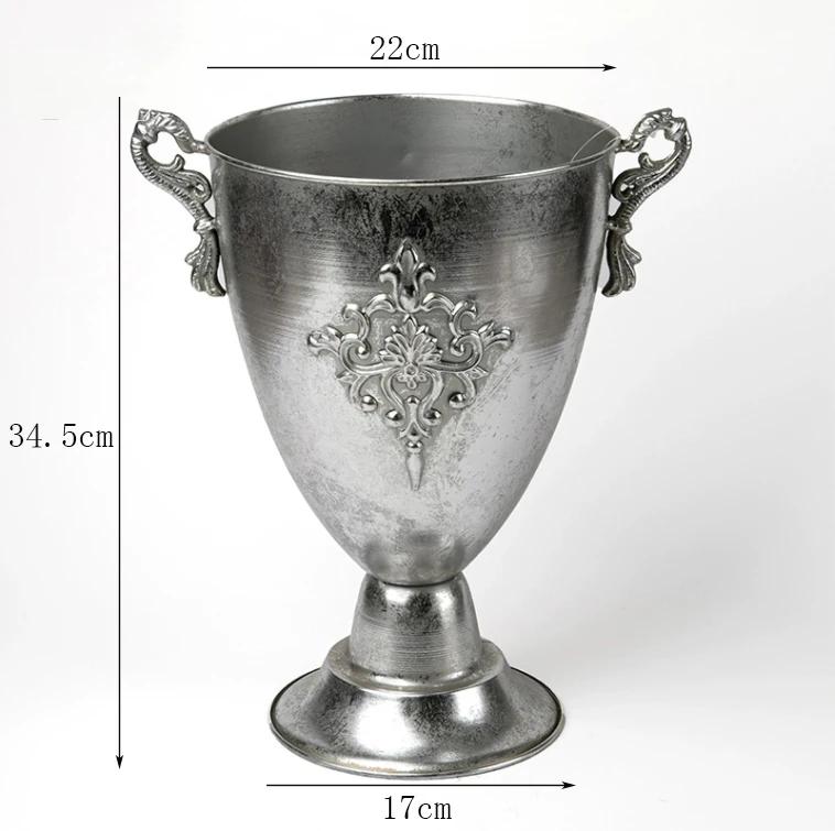 Vintage Klassisk Silverjärn Blombukett Dekoration Hemrum Bord Blomkruka Prydnader Kontor Butik Blomsterarrangemang Hantverk