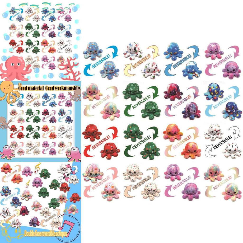 Peluches de Pulpo Reversibles de Doble Cara Perfectos para Regalos de Navidad**