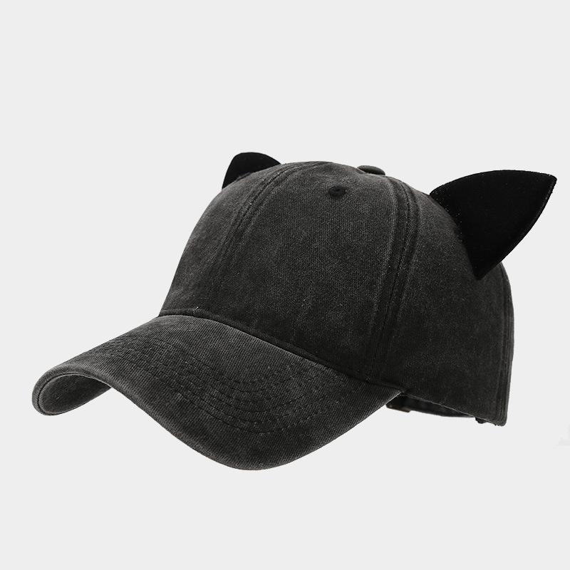 

Velvet Cat Ears Baseball Cap Soft Top Summer Fashion Hat for Women Men Couple Unisex Student Daily Unique Trendy Adjustable чорний