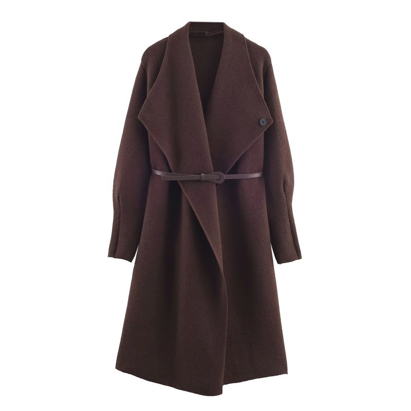 Za Export New Arrival Women's Clothing ZR Fashion Wind Fashion Street Easiest for Match Loose and Simple Configuration Belt Knitting Overcoat