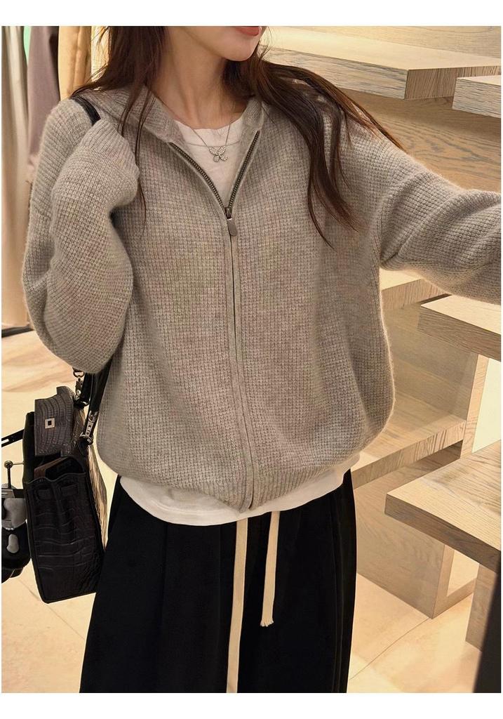 Women's 2026 Wool-Blend Zipper Hoodie Jacket - New Runway Style.
