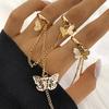 Mote Sølvfarge Diamant Butterfly Chain Ring For Kvinner Menn Rosa Hjerte Nøkkellås Dusk Finger Ringer Sett Trendy Smykker Gave