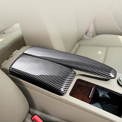 Pour Mercedes Benz Classe C W204 2007-2014 Accessoires de Voiture Console Rangement Rangement Boîte Accoudoir Couvercle Autocollants Motif Fibre de Carbone