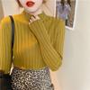 Autumn and Winter Semi-turtleneck Bottoming Sweater Women's Inner Pit Strip Pullover Shirt Solid Color Casual Tops Elegant Thin Simple Clothing