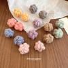 Silver Needle Wool Flower Stud Earrings - Bohemian High-End Fashion for Autumn/Winter