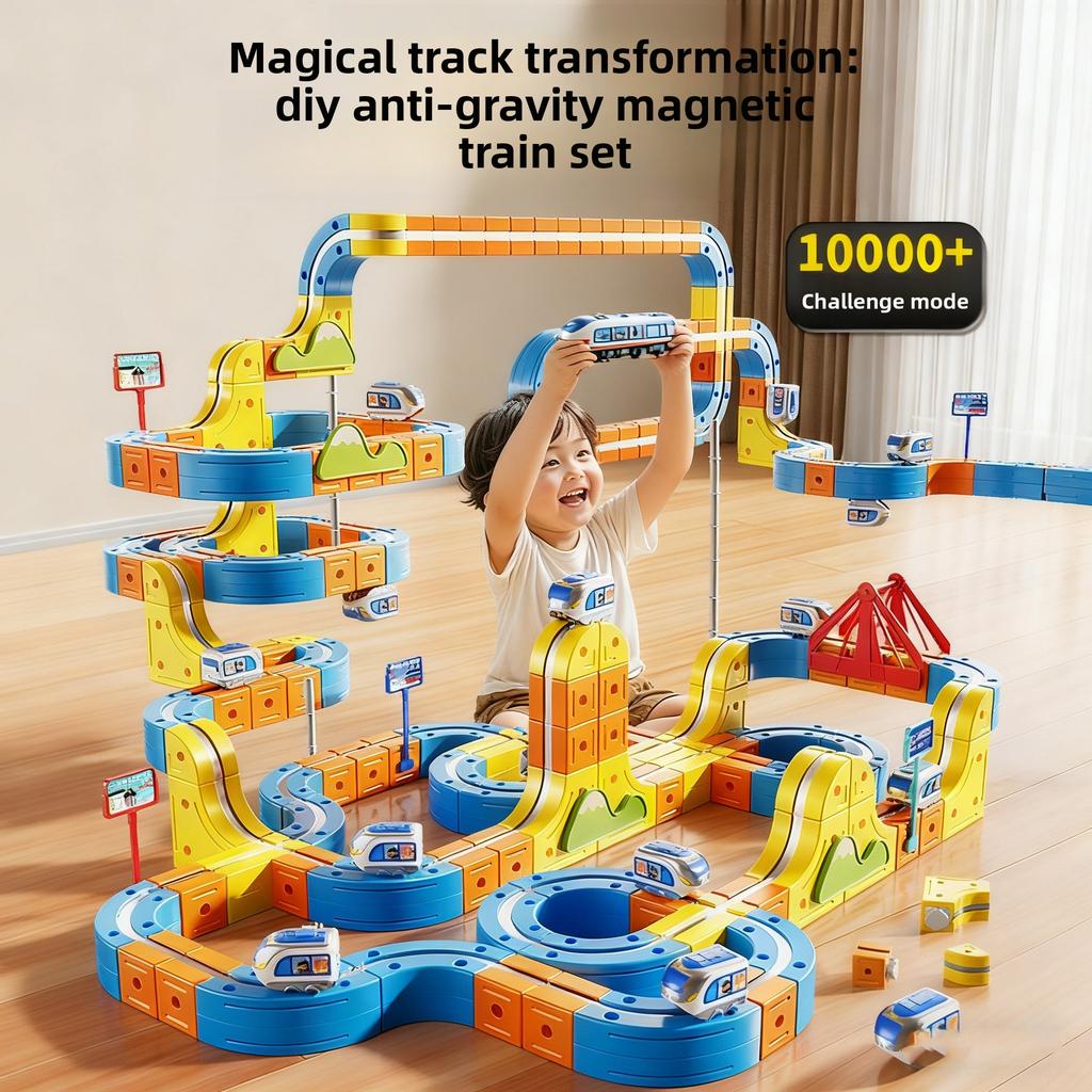 Non-Toxic Kids Magnetic Rail Car Cube Toy Diy Building Blocks Magical Track Train Gravity Maze Toy Educational Toy Christmas Birthday Gift