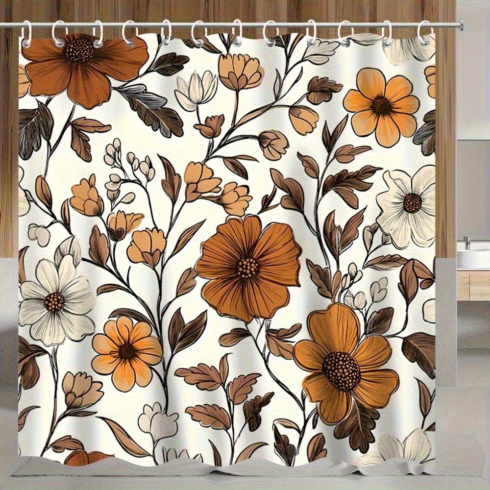 

1 Piece Stylish Floral High Quality Shower Curtain, Polyester Fabric, Machine Washable, Suitable For Bathroom Decoration W60H190(CM)-1 Pcs
