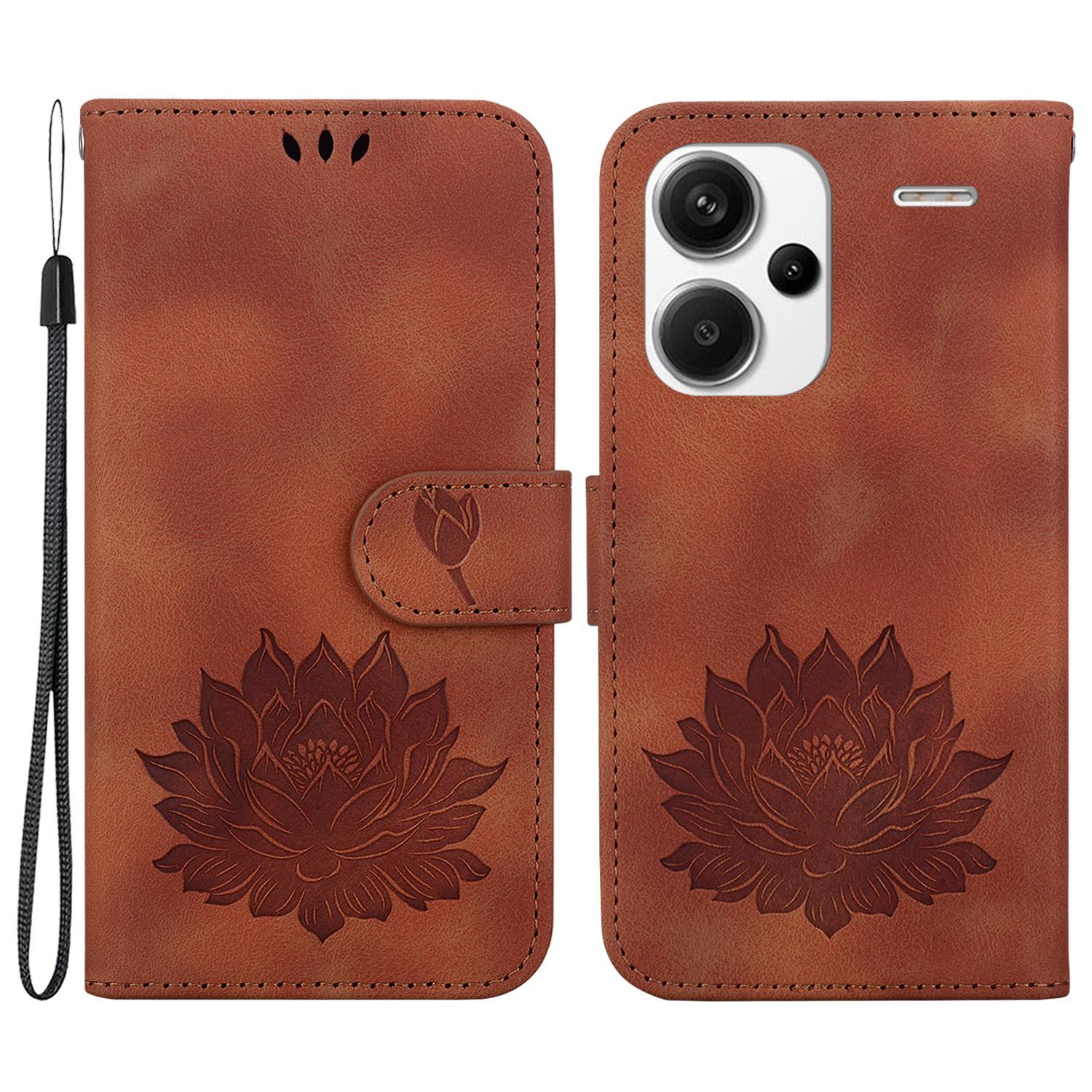 

Для Xiaomi Redmi Note 13 Pro+ 5G Чохол Шкіряний фоліо Книжка-підставка Чохол для телефону візерунок лотоса Brown