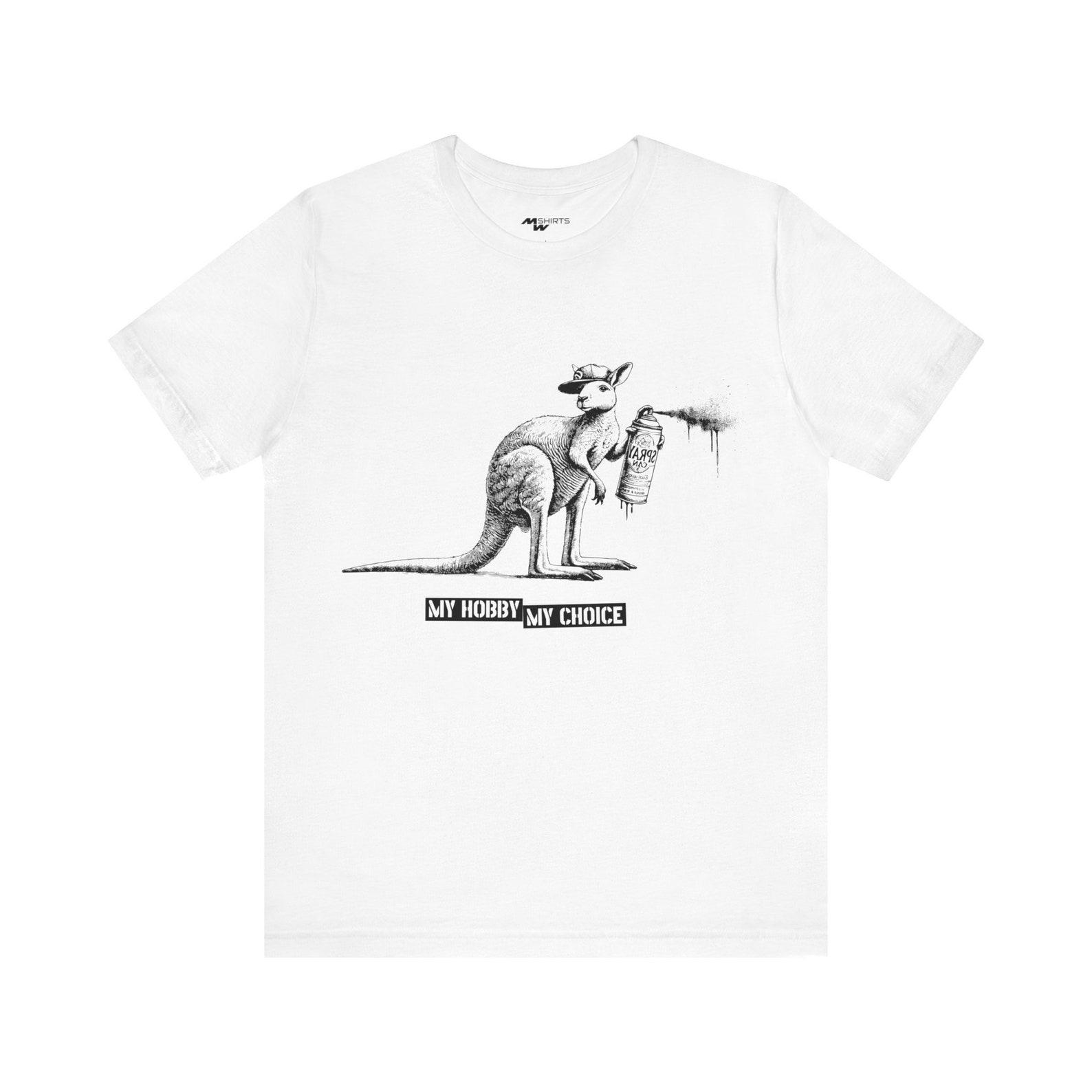 Graffiti Kangaroo T-Shirt - Copper Engraving Vintage Style/ Unisex Jersey Short Sleeve Tee 2XL