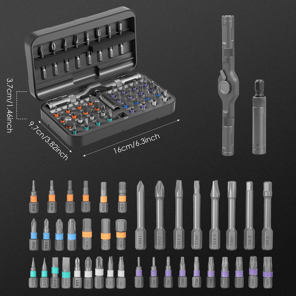 42 in 1 Magnetic Screwdriver Set Multi-functional Ratchet Screwdriver Set Multi Bit Drive Set for Furniture Computer Repair Tool