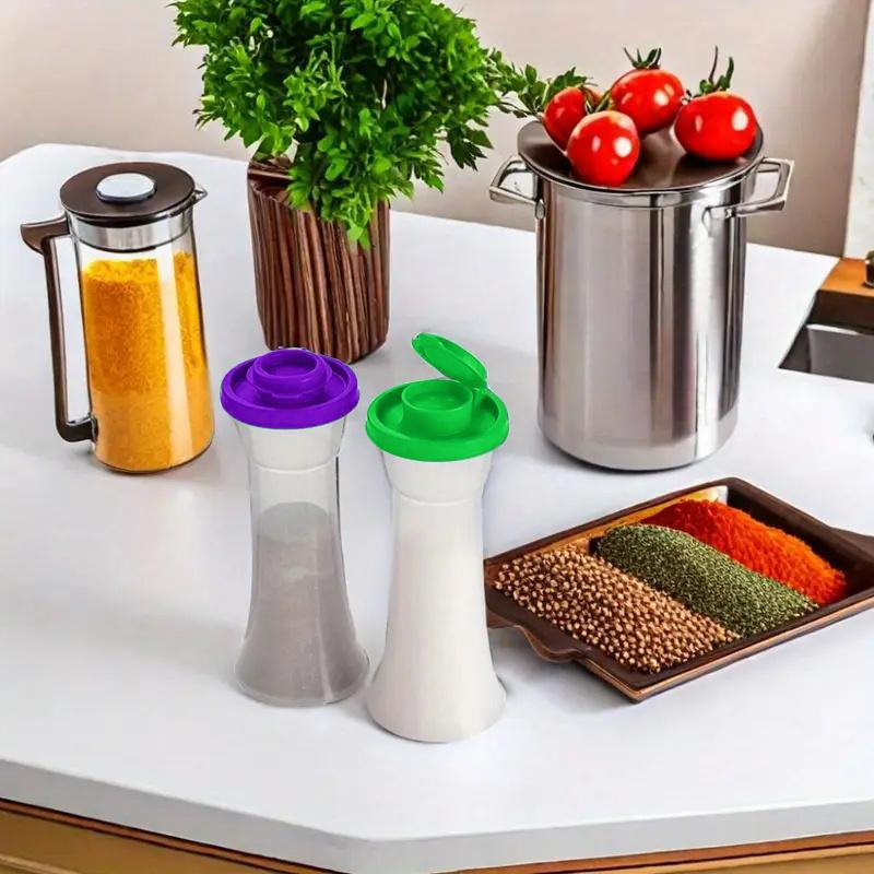 2PCS Plus Salt and Pepper Shaker Moisture-proof Salt Shaker Go Camping Picnic Outdoor Kitchen Spice Jar Dispenser, BBQ Seasoning Jar, Powder Sprinkler