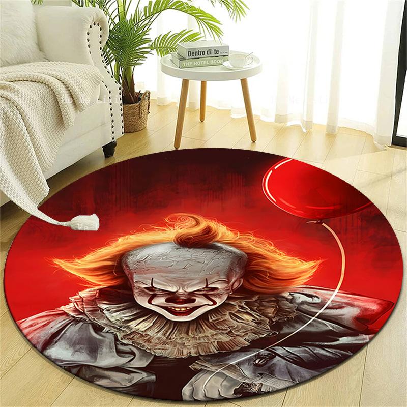 1pc Pennywise2 Design Printed Area Round Carpet for Bedroom Living Room Home Decor Rugs Mat Non Slip Mat Rug for Bedside