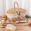 Wicker Picnic Basket With Lid Handle Picnic Hamper Handmade Willow Woven Storage Hamper Outdoor Camping Fruit Basket Container
