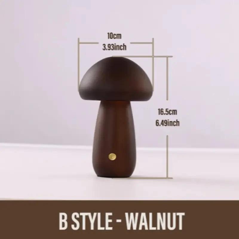 Wooden Creative Mushroom Night Light Stepless Dimming Bedside Table Lamp 3 Color Rechargeable Sleeping Nightlights For Room