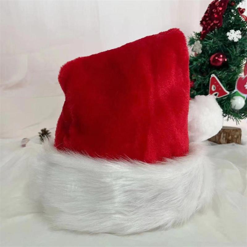 30x42cm Christmas Hat Santa Hat for Adults Unisex Red Velvet and White Brim Xmas Hat for New Year Festive Holiday Party Supplies