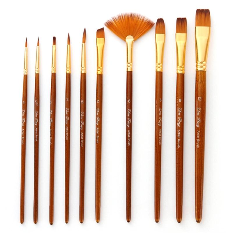 

10 Pcs Nylon Hair Painting Brush Set Professional Painting Kits Round Pointed Tip Paintbrushes with Synthetic Nylon Tips 1