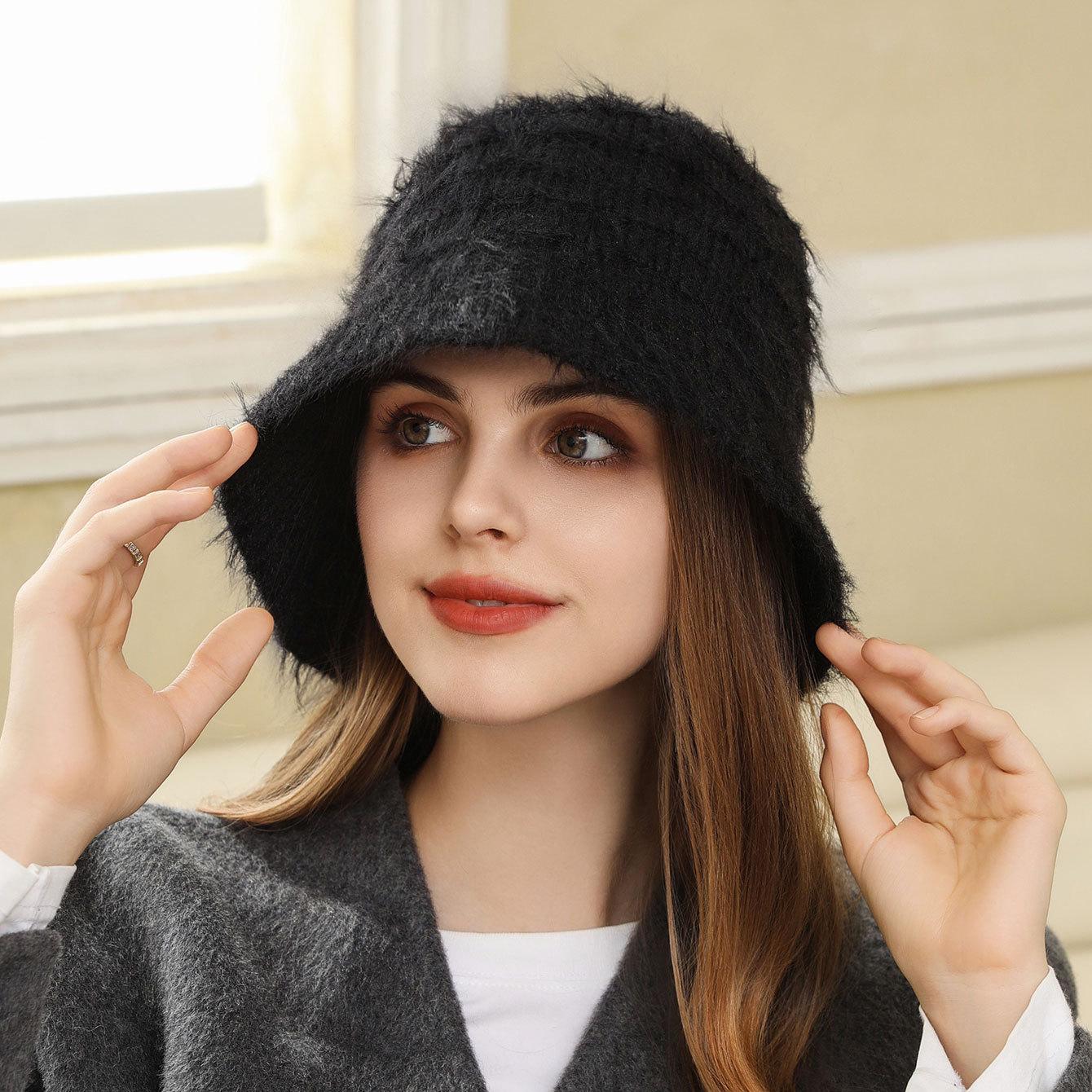 

Женская панама осенне-зимняя модная универсальная теплая закрывающая лицо маленькая вязаная панама one size fits all