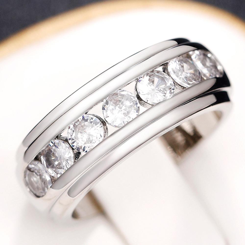 Men's wedding ring, light luxury niche INS hip-hop zircon index finger ring for men