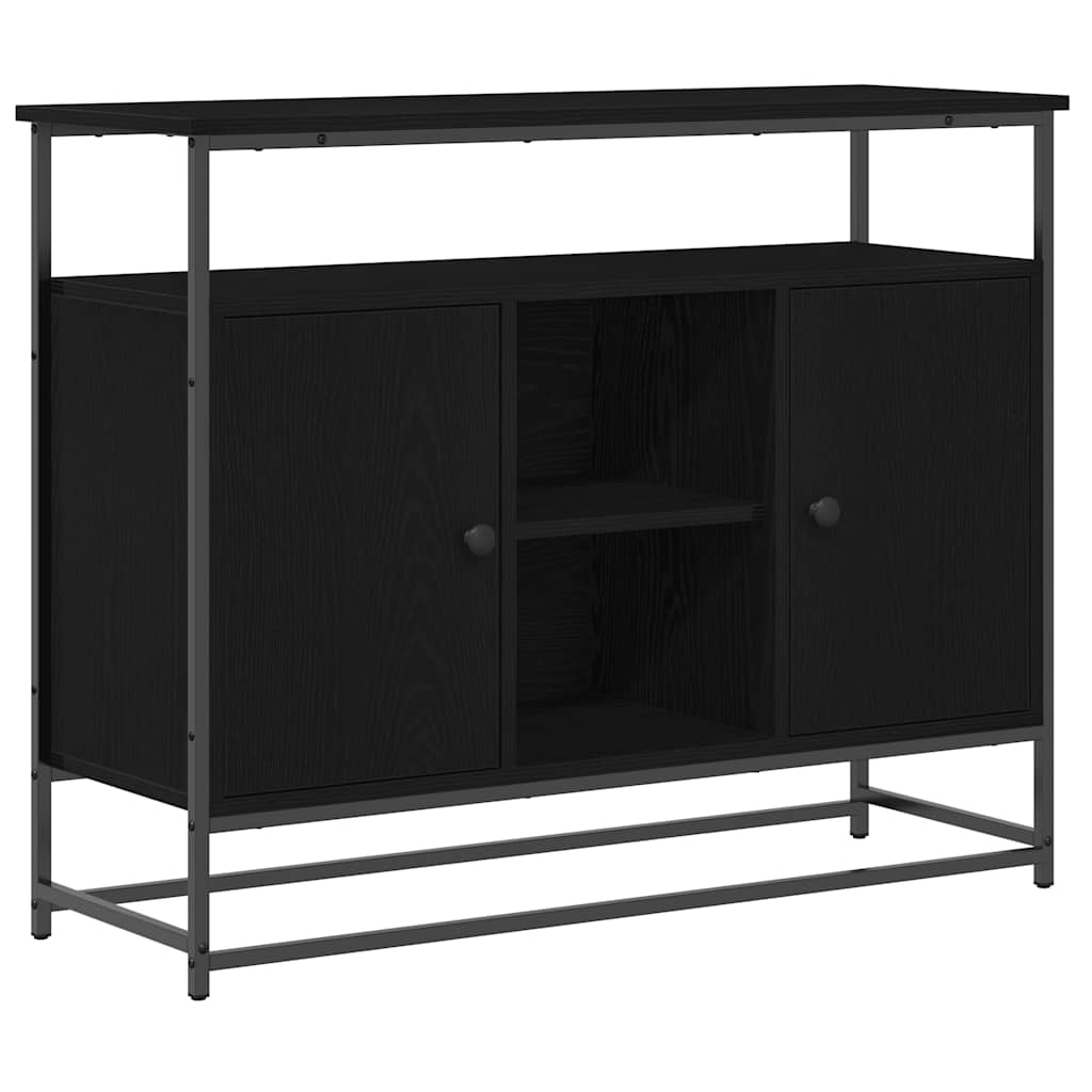Sideboard in Black Oak Look 100 x 35 x 80 cm Engineered Wood