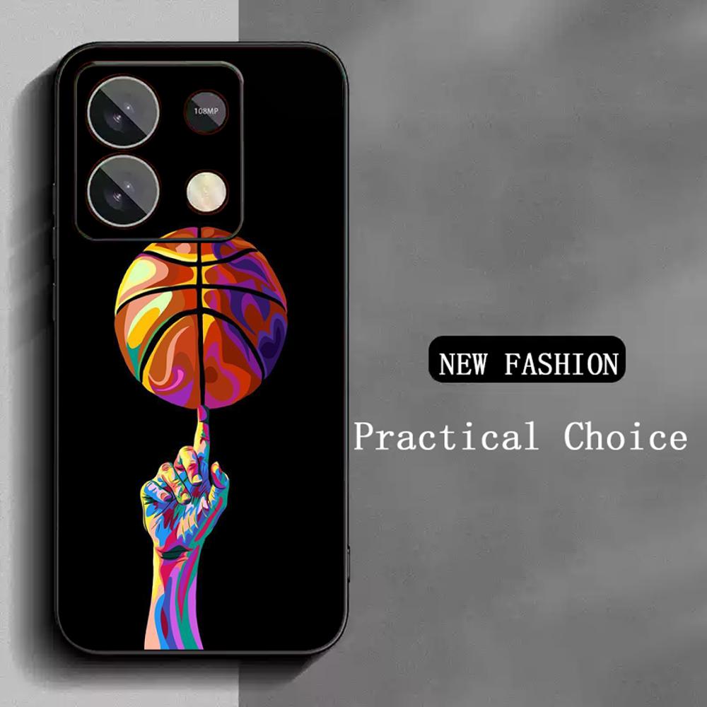 Super Cool Basketball Fashion Design Phone Case For Redmi Note 14 13 12 11 Pro Plus S 5G 14C A3 Soft Black Phone Cover