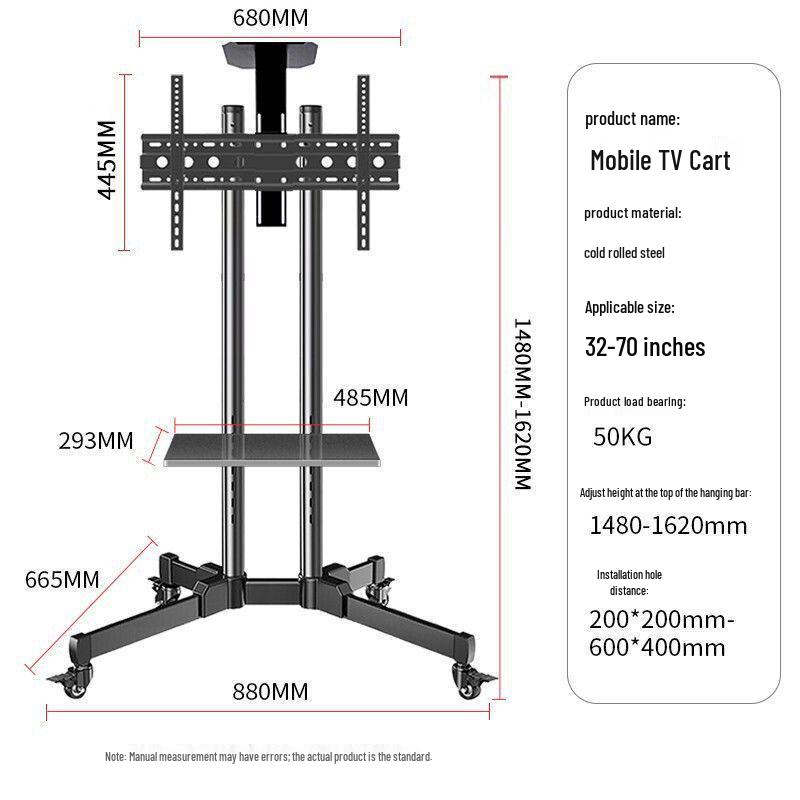 Floor-Standing LCD TV Cart with Movable Stand and Wall Mount