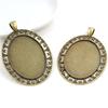 5pcs 30x40mm Inner Size Antique Silver Plated and Bronze and Black Cabochon Base Setting Charms Pendant