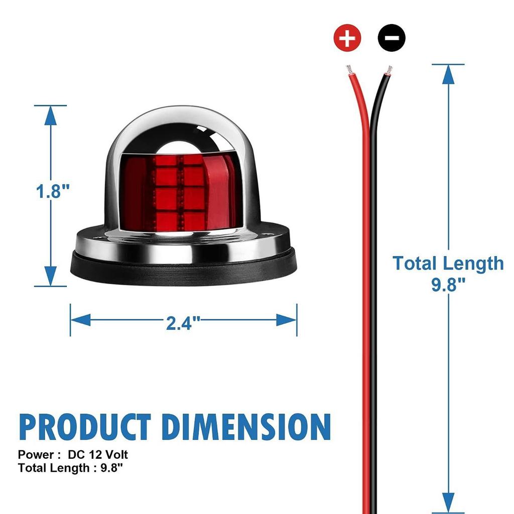 Boat Navigation Light Lamp Electric Equipment Round Housing Warning Light for Boating Dinghy Pontoon Sailboats Speedboat
