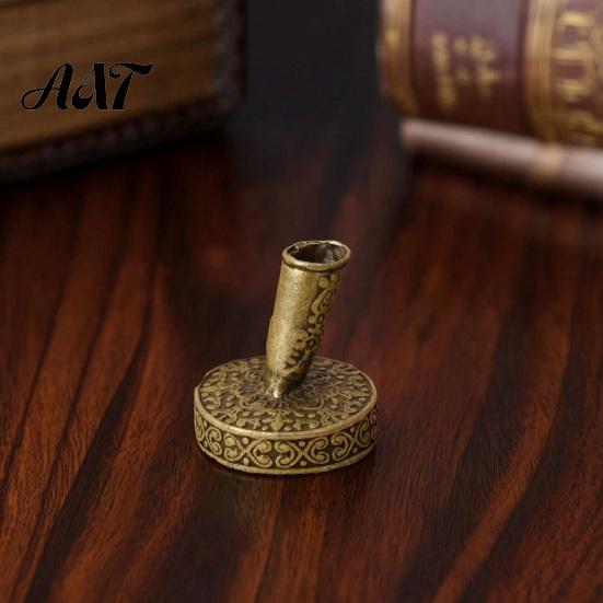 Vintage Desk Organizer Round Pen Holder, Durable Metal Exquisite Carved Desktop Ornament, Office Stationery Holder Dip Pens And Quill Supply,