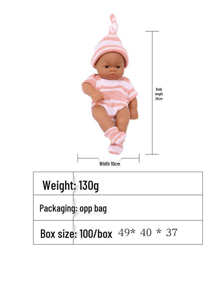 7-Inch Mini African American Baby Doll - Black Soft Vinyl Children's Toy