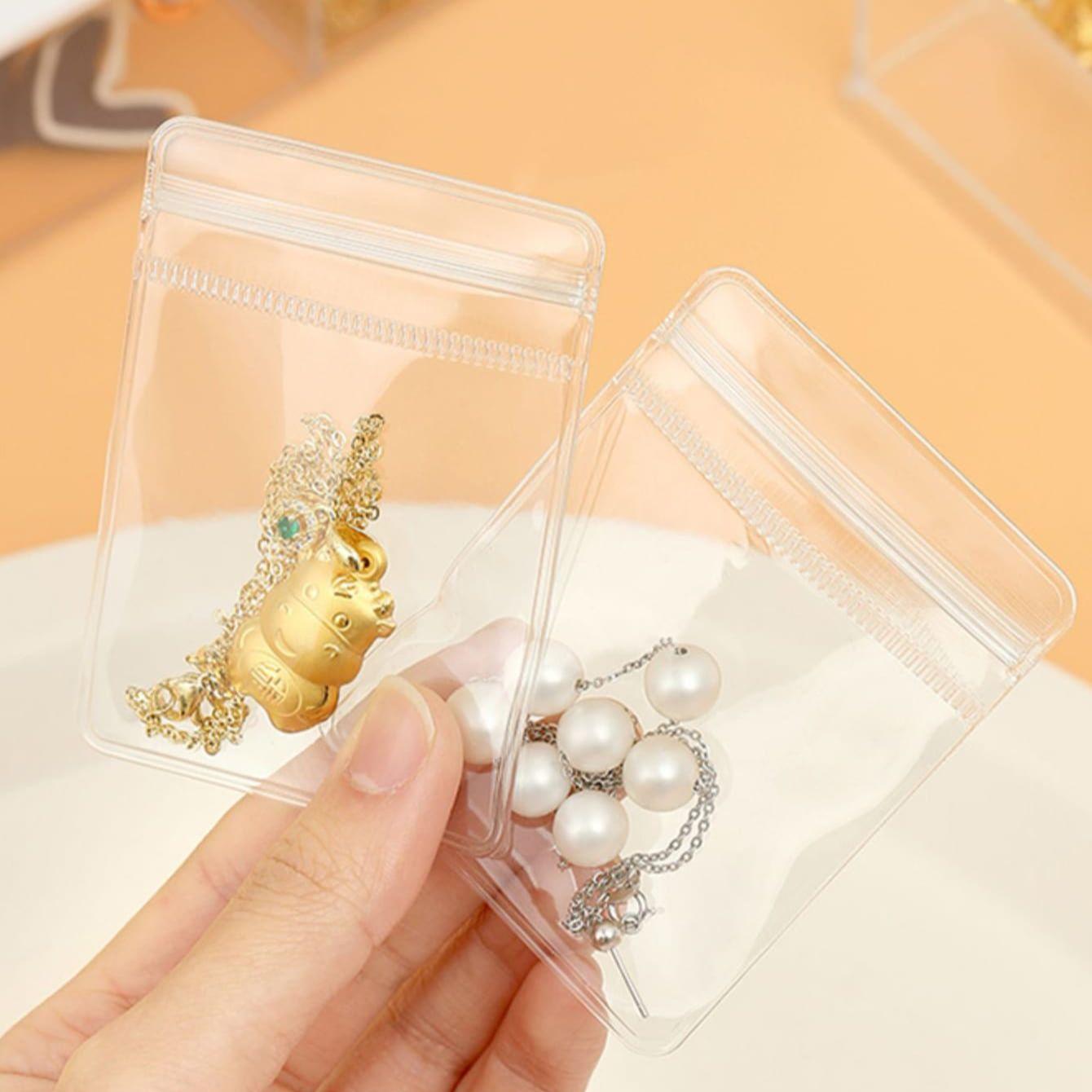 

50PCS- PVC Transparent Ziplock Bags Thicken Storage Gift Jewelry Packing Decoration Bag Small Size