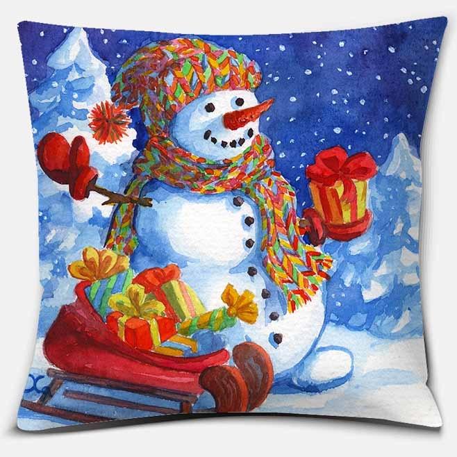 Cute Christmas Snowman Square Pillowcase Home Decoration Car Sofa Cover Anime Body Pillow  Outdoor Pillow Covers