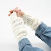 Unisex Half Finger Gloves Jacquard Heart Knitted Arm Wrist Sleeve for Winter