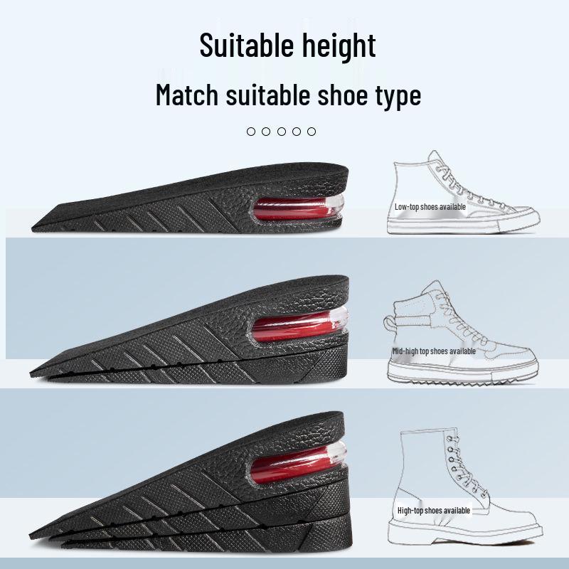 Unisex Invisible Height Increase Insoles: Shock-Absorbing, Deodorant, Breathable Air Cushion Half Pads